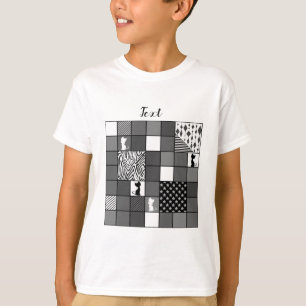 Camiseta Rústico, popular, negro y blanco, patchwork, Simpl