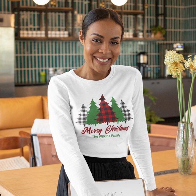 Camiseta Rústico Red Plaid Merry Christmas Long Sleeve (Subido por el creador)