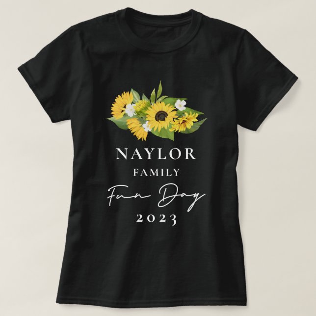 Camiseta Rústico Sunflower Bouquet Familia Reunión Negra (Diseño del anverso)