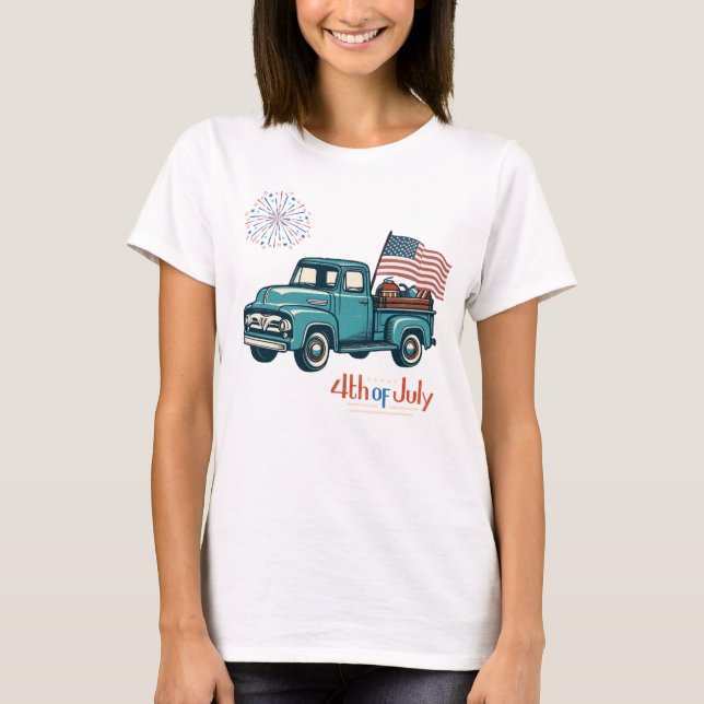 Camiseta Rústico/vintage 4 de julio (Anverso)