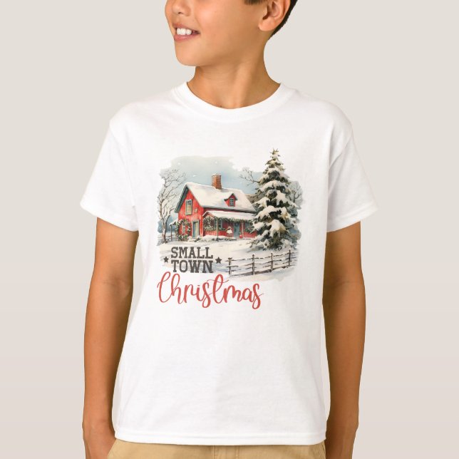 Camiseta Rústicos Navidades de pueblo pequeño cultivan niño (Anverso)
