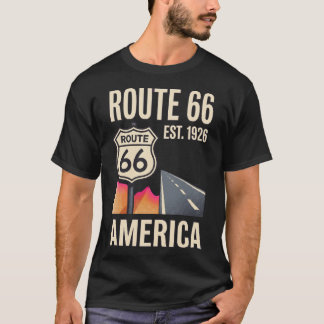 Camiseta Ruta 66 Americana Retro al Costado de la Carretera