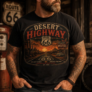 Camiseta Ruta 66 Carretera del Desierto Vintage Americana