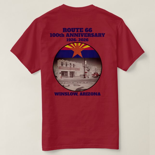 Camiseta Ruta 66 Centenario Winslow Arizona de vuelta (Reverso del diseño)