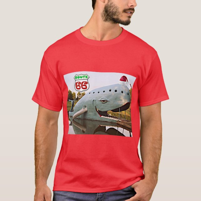 Camiseta Ruta 66 Navidades de ballena azul catoosa Santa Ha (Anverso)