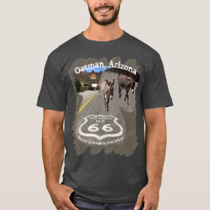 Camiseta Ruta 66 Oatman AZ Burros En Calle Diseño Posterior