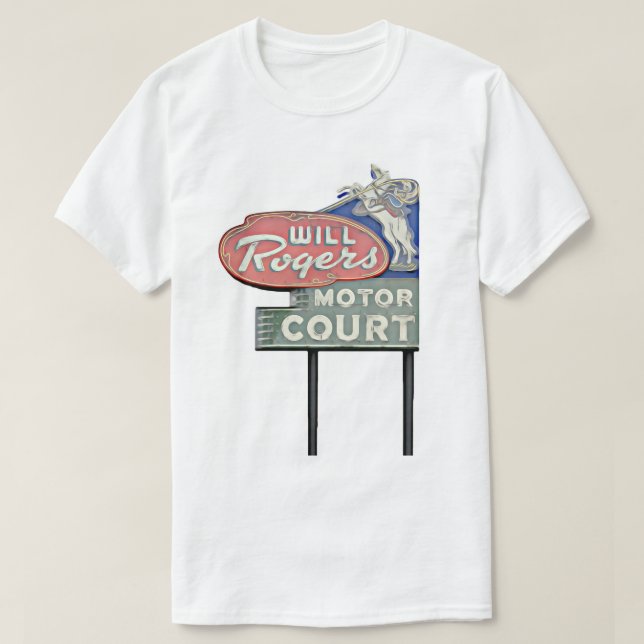 Camiseta Ruta 66 Tulsa Will Rogers Motor Court Artwork (Diseño del anverso)