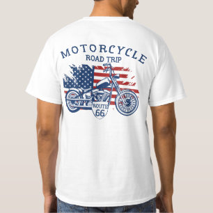 Camiseta Ruta 66 Viaje en Motocicleta Bandera de E
