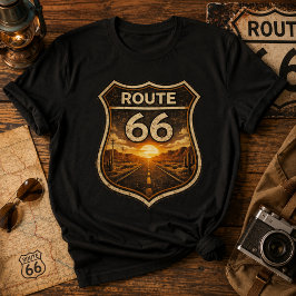 Camiseta Ruta 66 Vintage Atardecer Carretera Clásica Americ