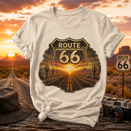 Camiseta Ruta 66 Vintage Atardecer Desértico Retro American