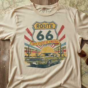 Camiseta Ruta 66 Vintage, Automóvil Clásico Retro Americano
