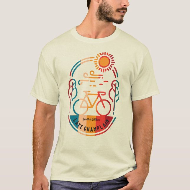 Camiseta Ruta de ciclismo de Champlain Lake Retro (Anverso)
