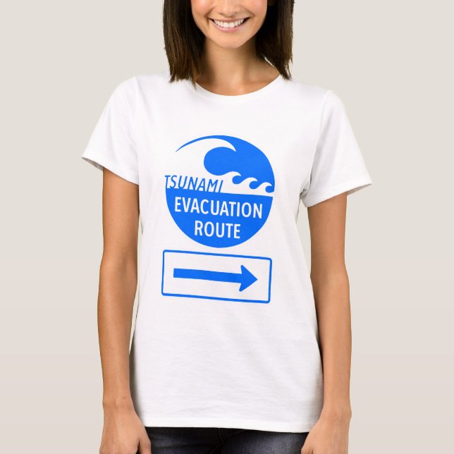 Camiseta Ruta de evacuación del tsunami (Anverso)