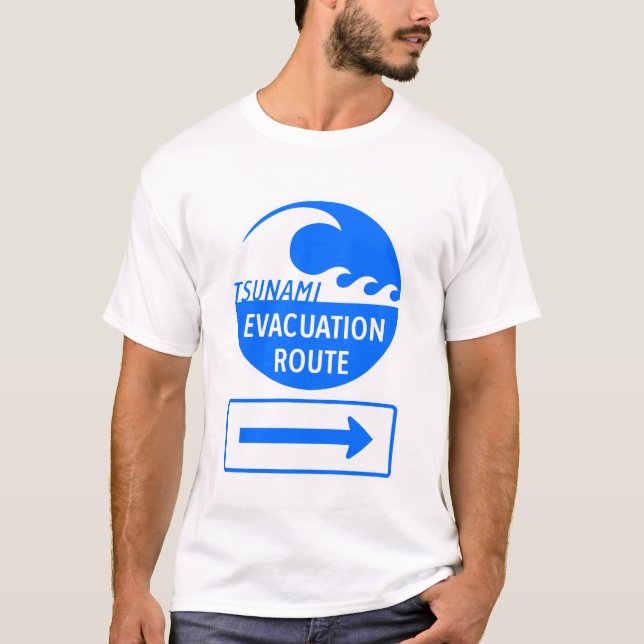 Camiseta Ruta de evacuación del tsunami (Anverso)