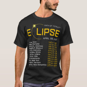 Camiseta Ruta de la Totalidad 2024 Mapa del eclipse total A