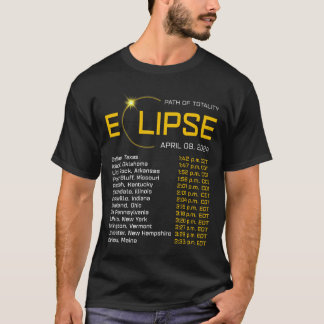 Camiseta Ruta de la Totalidad 2024 Mapa del eclipse total A