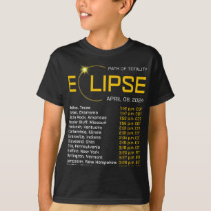 Camiseta Ruta de la Totalidad 2024 Mapa del eclipse total A