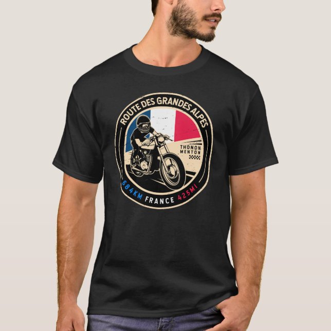 Camiseta Ruta de los Grandes Alpes | Francia | Motocicleta (Anverso)