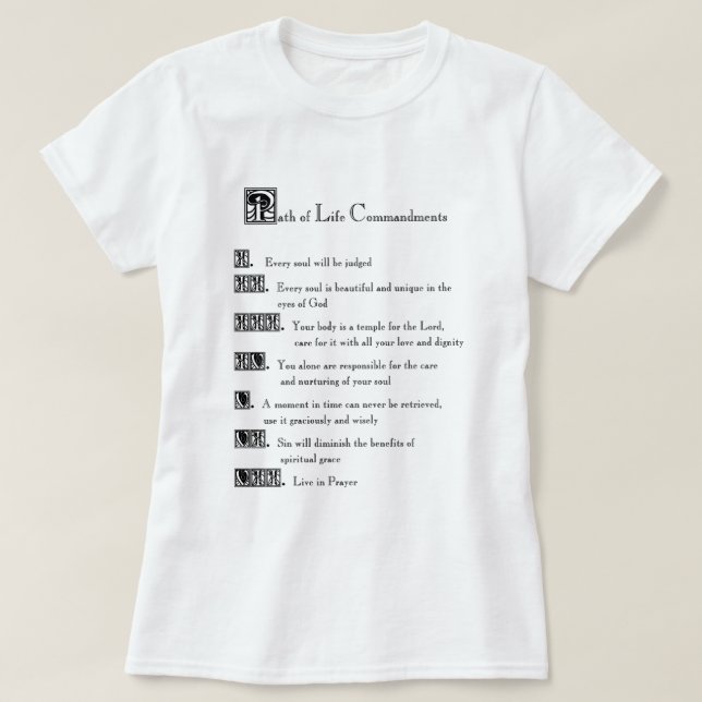 Camiseta Ruta de los mandamientos de vida (Diseño del anverso)