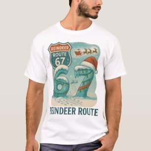 Camiseta Ruta de Reno 67 Navidad y Trineo de Santa
