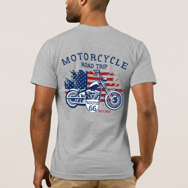 Camiseta Ruta de viaje en motocicleta personalizar 66 Bande (Reverso)