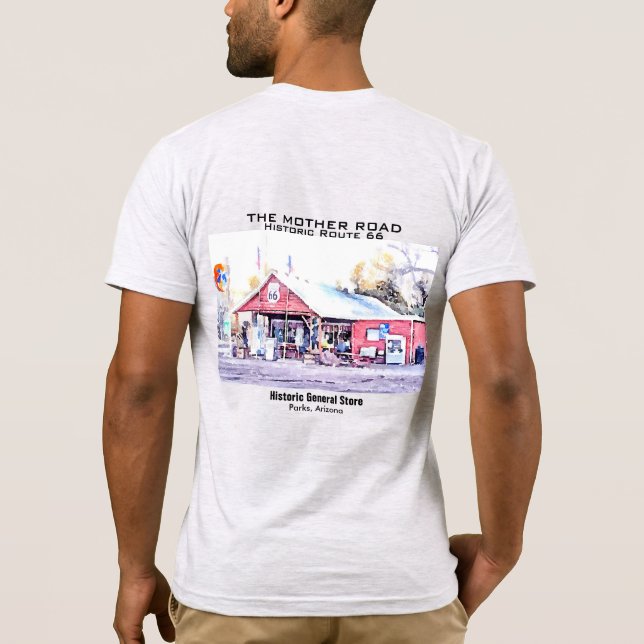 Camiseta Ruta Histórica 66 Arizona Tienda General Acuarela (Reverso)