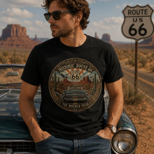 Camiseta Ruta Histórica 66 Coche Clásico Vintage Desierto