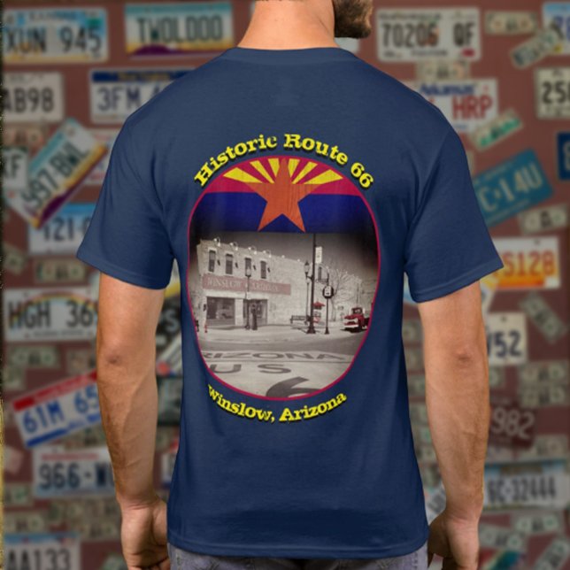 Camiseta Ruta Histórica 66 Winslow Arizona de vuelta (Subido por el creador)