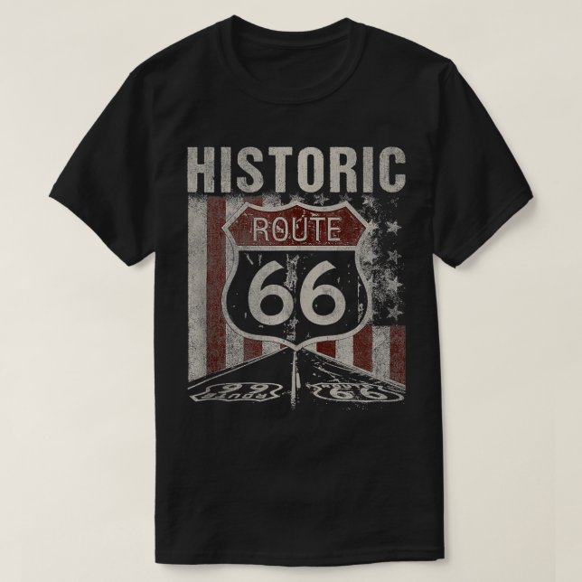 Camiseta Ruta Histórica de los Estados Unidos 66 Carretera  (Diseño del anverso)