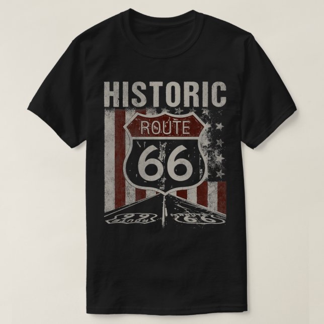 Camiseta Ruta Histórica de los Estados Unidos 66 Carretera  (Diseño del anverso)