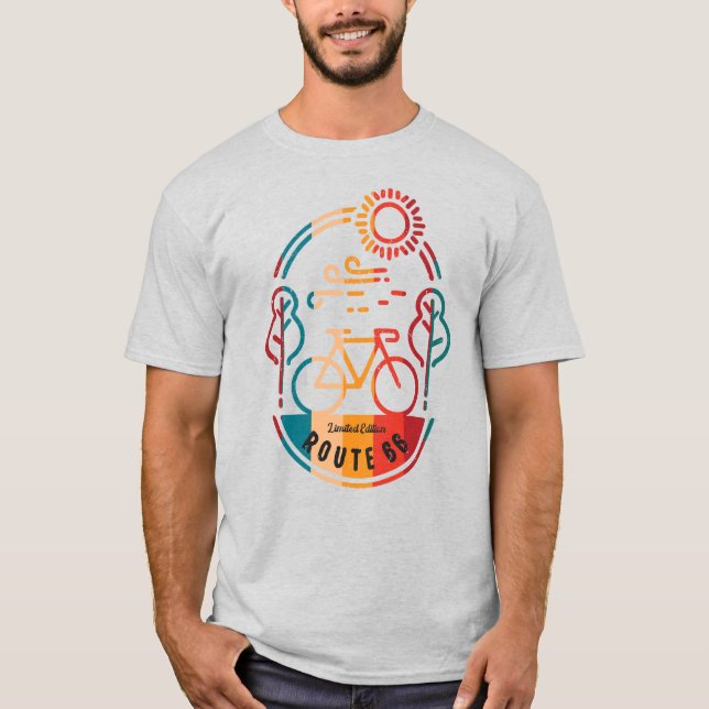 Camiseta Ruta Retro 66 Ruta de la bicicleta (Anverso)