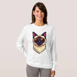 Camiseta Rutas de Pixel del gato siamés