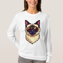 Camiseta Rutas de Pixel del gato siamés