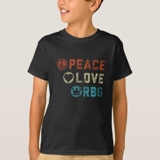 Camiseta Ruth Bader Ginsburg Peace Love RBG Rótulo Feminist