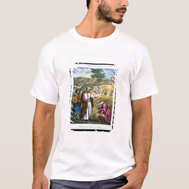 Camiseta Ruth en el campo de Boaz, de una biblia impresa (Anverso)