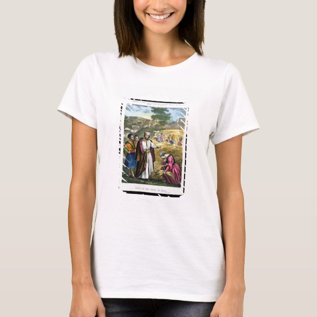 Camiseta Ruth en el campo de Boaz, de una biblia impresa (Anverso)