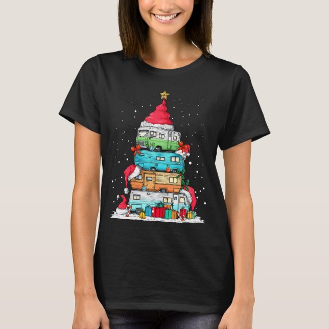 Camiseta Rv Camng Camper Travel Vacation Christmas Tree Xma (Anverso)