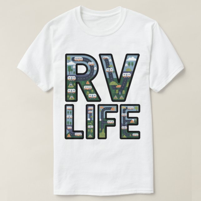 Camiseta RV Life Adventure Camper Road Tripography Typograp (Diseño del anverso)