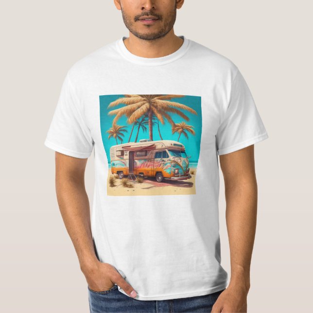 Camiseta RV y palmeras retro (Anverso)