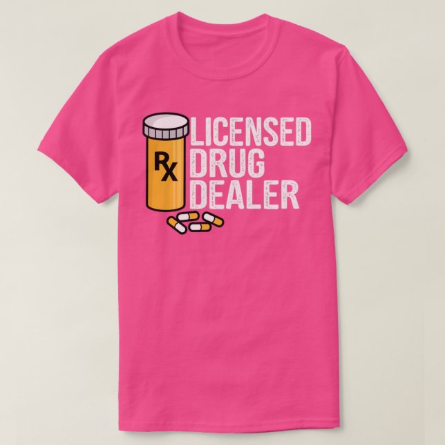 Camiseta Rx Licencia Comerciante De Medicamentos Graciosos  (Diseño del anverso)