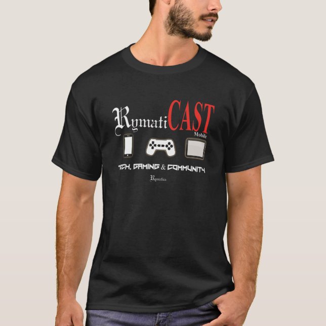 Camiseta RymatiCAST Mobile Tech, Gaming & Community. Adults (Anverso)