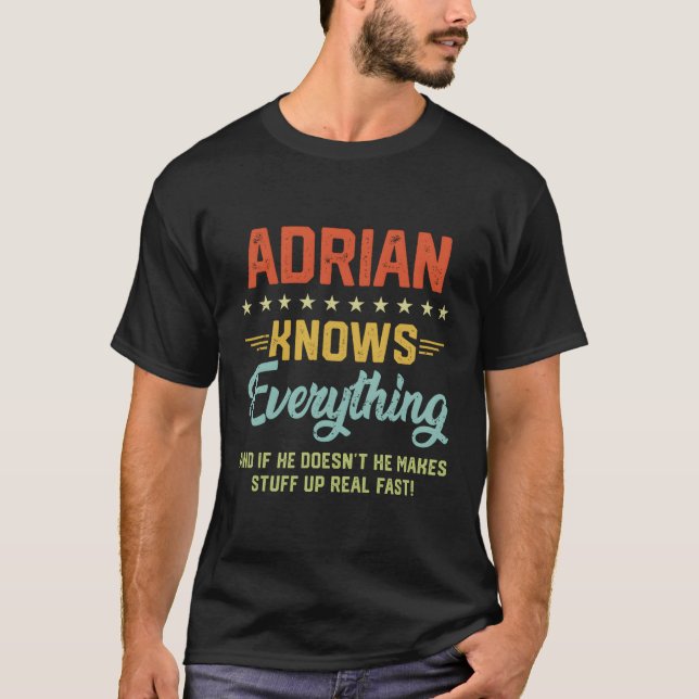 Camiseta S Adrian Sabe Todo Nombre Chistes Personalizados (Anverso)