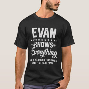 Camiseta S Evan Sabe Todo Nombre Chistes Personalizados