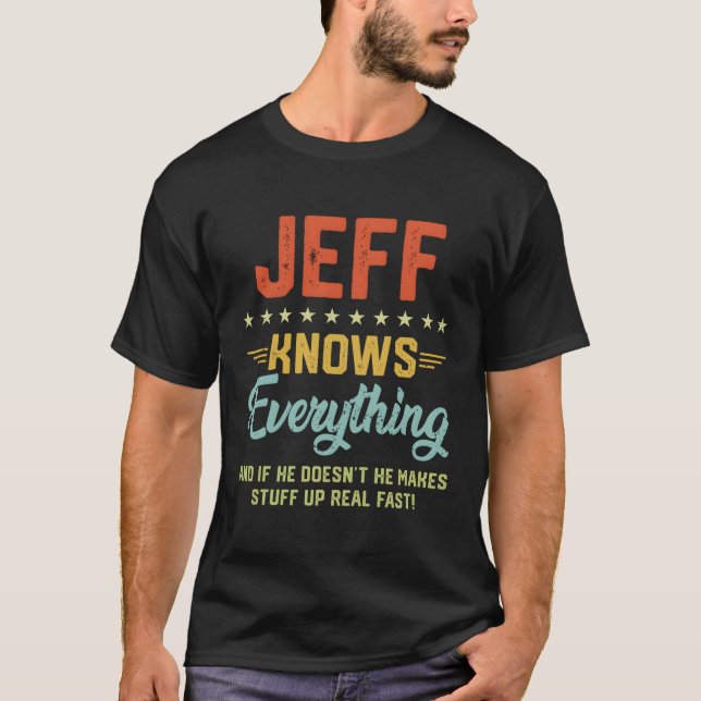 Camiseta S Jeff Sabe Todo Nombre Chistes Personalizados (Anverso)