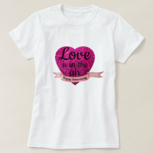 Camiseta S M L XL Corazón rosa Feliz Anverso