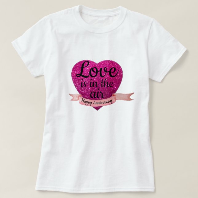 Camiseta S M L XL Corazón rosa Feliz Anverso (Diseño del anverso)