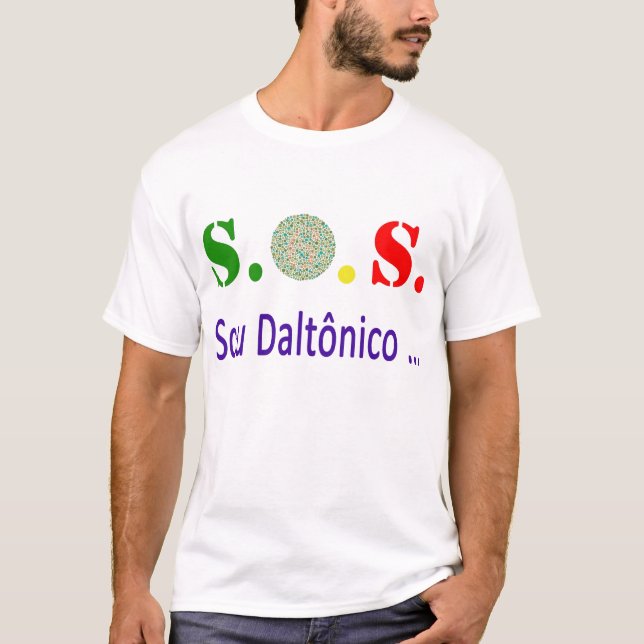 Camiseta S.O.S. Sou Daltônico (Anverso)