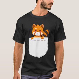 Camiseta S Panda Rojo En Pocket Kawaii Panda Rojo