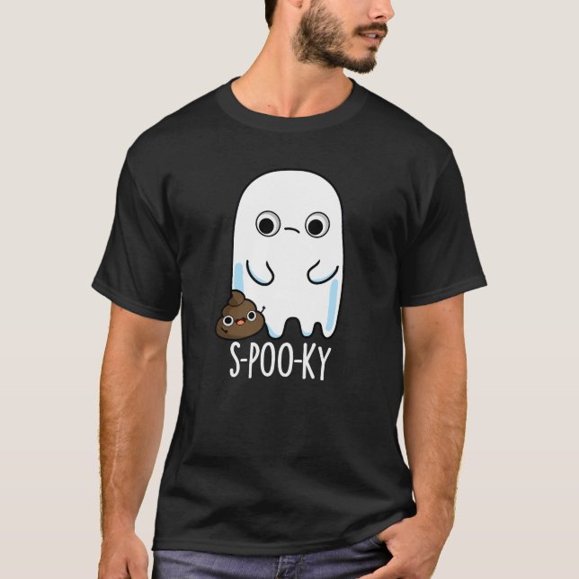 Camiseta S-poo-ky Funny Ghost Poop Pun Dark BG (Anverso)