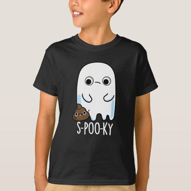 Camiseta S-poo-ky Funny Ghost Poop Pun Dark BG (Anverso)